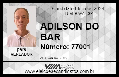 Candidato ADILSON DO BAR 2024 - ITUVERAVA - Eleições