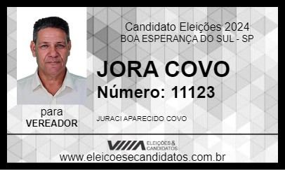 Candidato JORA COVO 2024 - BOA ESPERANÇA DO SUL - Eleições