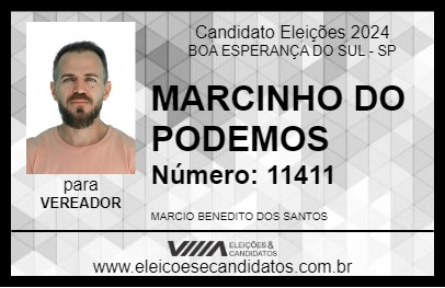 Candidato MARCINHO DO PODEMOS 2024 - BOA ESPERANÇA DO SUL - Eleições