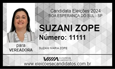 Candidato SUZANI ZOPE 2024 - BOA ESPERANÇA DO SUL - Eleições