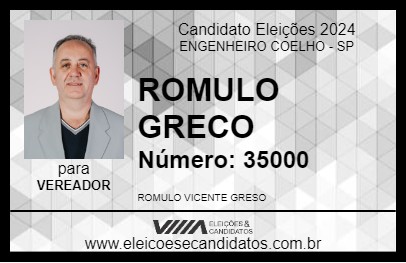 Candidato ROMULO GRECO 2024 - ENGENHEIRO COELHO - Eleições