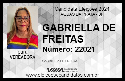 Candidato GABRIELLA DE FREITAS 2024 - ÁGUAS DA PRATA - Eleições