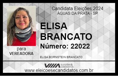 Candidato ELISA BRANCATO 2024 - ÁGUAS DA PRATA - Eleições