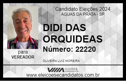 Candidato DIDI DAS ORQUIDEAS 2024 - ÁGUAS DA PRATA - Eleições