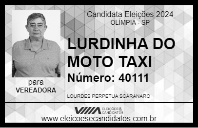 Candidato LURDINHA DO MOTO TAXI 2024 - OLÍMPIA - Eleições