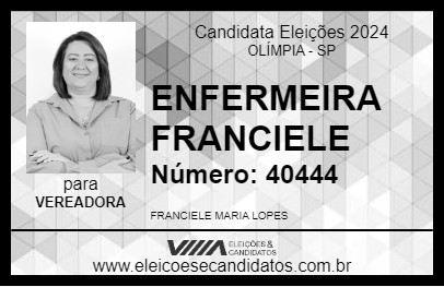 Candidato ENFERMEIRA FRANCIELE 2024 - OLÍMPIA - Eleições