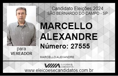 Candidato MARCELLO ALEXANDRE 2024 - SÃO BERNARDO DO CAMPO - Eleições