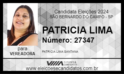 Candidato PATRICIA LIMA      2024 - SÃO BERNARDO DO CAMPO - Eleições