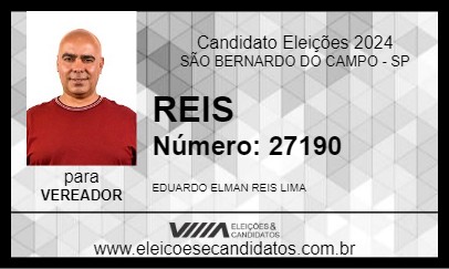 Candidato REIS 2024 - SÃO BERNARDO DO CAMPO - Eleições