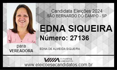 Candidato EDNA SIQUEIRA      2024 - SÃO BERNARDO DO CAMPO - Eleições