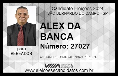 Candidato ALEX DA BANCA 2024 - SÃO BERNARDO DO CAMPO - Eleições