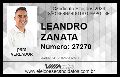 Candidato LEANDRO ZANATA      2024 - SÃO BERNARDO DO CAMPO - Eleições