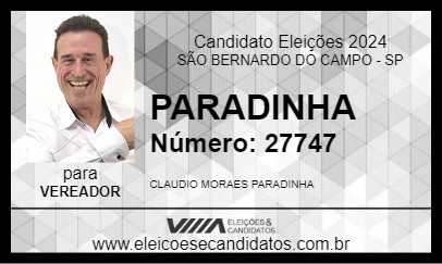 Candidato PARADINHA 2024 - SÃO BERNARDO DO CAMPO - Eleições