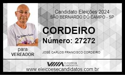 Candidato CORDEIRO      2024 - SÃO BERNARDO DO CAMPO - Eleições