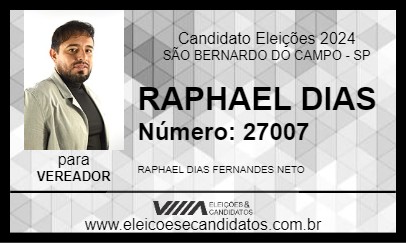 Candidato RAPHAEL DIAS      2024 - SÃO BERNARDO DO CAMPO - Eleições