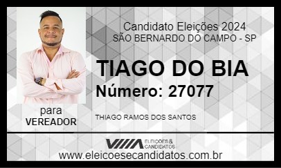 Candidato TIAGO DO BIA 2024 - SÃO BERNARDO DO CAMPO - Eleições