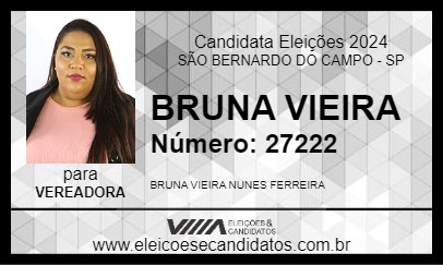 Candidato BRUNA VIEIRA 2024 - SÃO BERNARDO DO CAMPO - Eleições