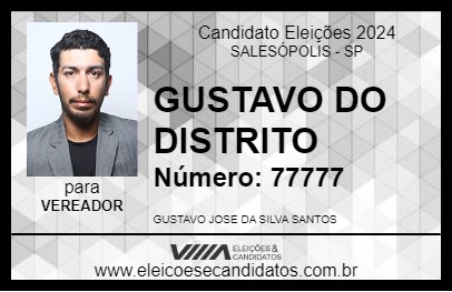 Candidato GUSTAVO DO DISTRITO 2024 - SALESÓPOLIS - Eleições