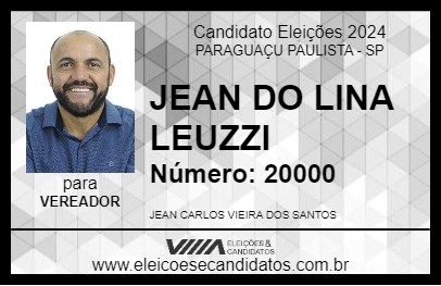 Candidato JEAN DO LINA LEUZZI 2024 - PARAGUAÇU PAULISTA - Eleições