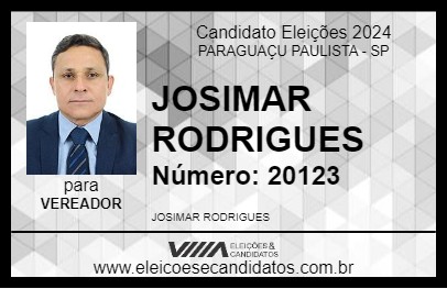 Candidato JOSIMAR RODRIGUES 2024 - PARAGUAÇU PAULISTA - Eleições