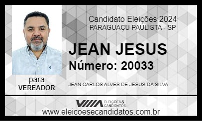 Candidato JEAN JESUS 2024 - PARAGUAÇU PAULISTA - Eleições