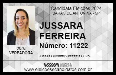 Candidato JUSSARA FERREIRA 2024 - BARÃO DE ANTONINA - Eleições