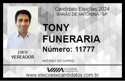 Candidato TONY FUNERARIA 2024 - BARÃO DE ANTONINA - Eleições