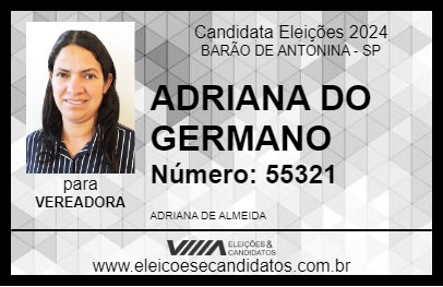 Candidato ADRIANA DO GERMANO 2024 - BARÃO DE ANTONINA - Eleições