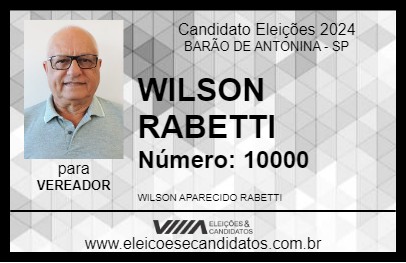 Candidato WILSON RABETTI 2024 - BARÃO DE ANTONINA - Eleições