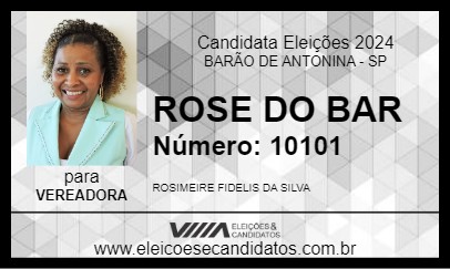 Candidato ROSE DO BAR 2024 - BARÃO DE ANTONINA - Eleições