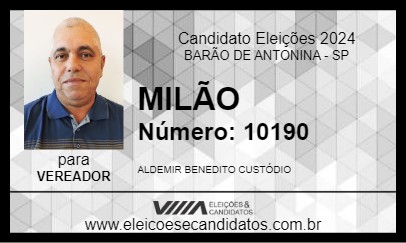 Candidato MILÃO 2024 - BARÃO DE ANTONINA - Eleições