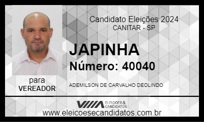 Candidato JAPINHA 2024 - CANITAR - Eleições