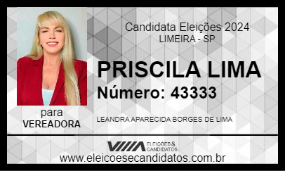 Candidato PRISCILA LIMA 2024 - LIMEIRA - Eleições