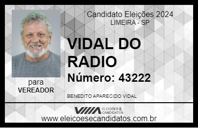 Candidato VIDAL DO RADIO 2024 - LIMEIRA - Eleições