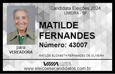 Candidato MATILDE FERNANDES 2024 - LIMEIRA - Eleições