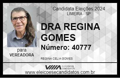 Candidato DRA REGINA GOMES 2024 - LIMEIRA - Eleições