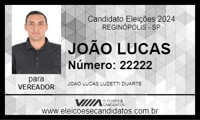 Candidato JOÃO LUCAS 2024 - REGINÓPOLIS - Eleições