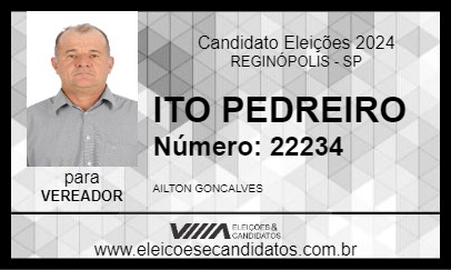 Candidato ITO PEDREIRO 2024 - REGINÓPOLIS - Eleições