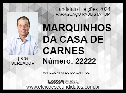 Candidato MARQUINHOS DA CASA DE CARNES 2024 - PARAGUAÇU PAULISTA - Eleições