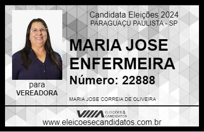 Candidato MARIA JOSE ENFERMEIRA 2024 - PARAGUAÇU PAULISTA - Eleições