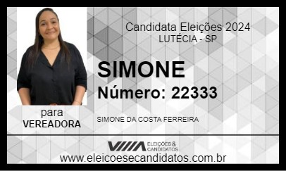 Candidato SIMONE 2024 - LUTÉCIA - Eleições