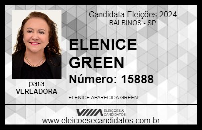 Candidato ELENICE GREEN 2024 - BALBINOS - Eleições