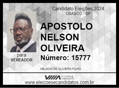 Candidato APOSTOLO NELSON OLIVEIRA 2024 - OSASCO - Eleições