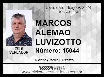 Candidato MARCOS ALEMAO LUVIZOTTO 2024 - OSASCO - Eleições