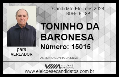 Candidato TONINHO DA BARONESA 2024 - BOFETE - Eleições