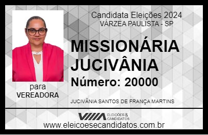 Candidato MISSIONÁRIA JUCIVÂNIA 2024 - VÁRZEA PAULISTA - Eleições