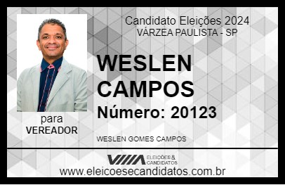 Candidato WESLEN CAMPOS 2024 - VÁRZEA PAULISTA - Eleições