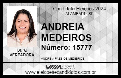 Candidato ANDREIA MEDEIROS 2024 - ALAMBARI - Eleições