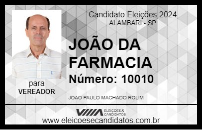 Candidato JOÃO DA FARMACIA 2024 - ALAMBARI - Eleições