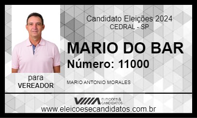 Candidato MARIO DO BAR 2024 - CEDRAL - Eleições